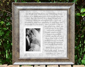 Wedding Frame for Bride Groom Parents- Thank you parent gift - Custom Picture Frame - Parent Anniversary Gift - Parents  - Thank You - 15x15