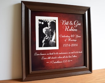Anniversary Gift, 40th Wedding Anniversary, Parents Anniversary Gift, 40 Year Anniversary, Anniversary Present, Wedding Gift, 15x15 Framed