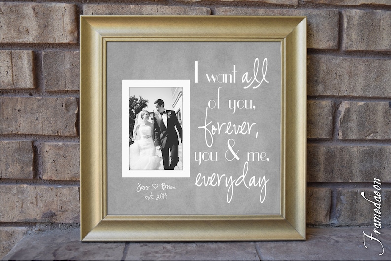 personalized frame quote frame I Want All of You Custom Picture Frame square frame wooden frame Wedding frame- 15x15