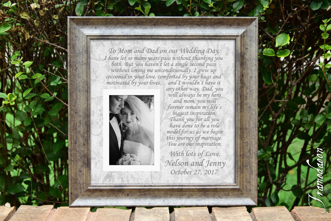 Wedding Frame for Bride Groom Parents- Thank You Parent Gift - Custom