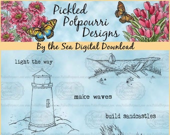 By the Sea Summer Digital Stamp Download