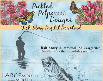 Fish Story Digital Stamp Download