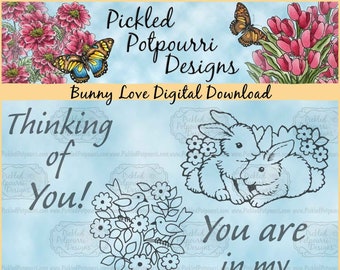 Bunny Love Digital Stamp Download