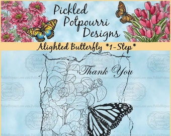 Alighted Butterfly *1-Step* Digital Stamp Download