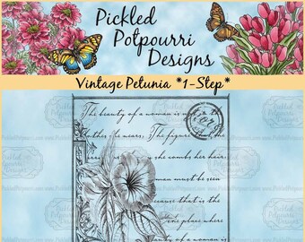 Vintage Petunia *1-Step* Digital Stamp Download