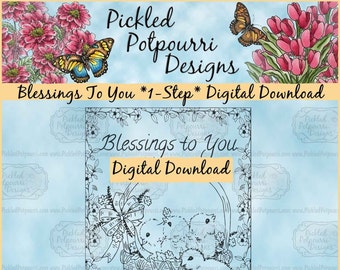 Blessings To You Vintage *1-Step* Digital Stamp Download