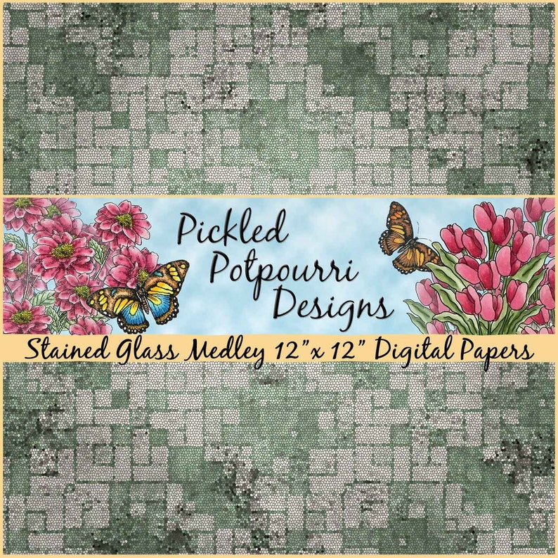 Stained Glass Medley Digital Papers Download image 2