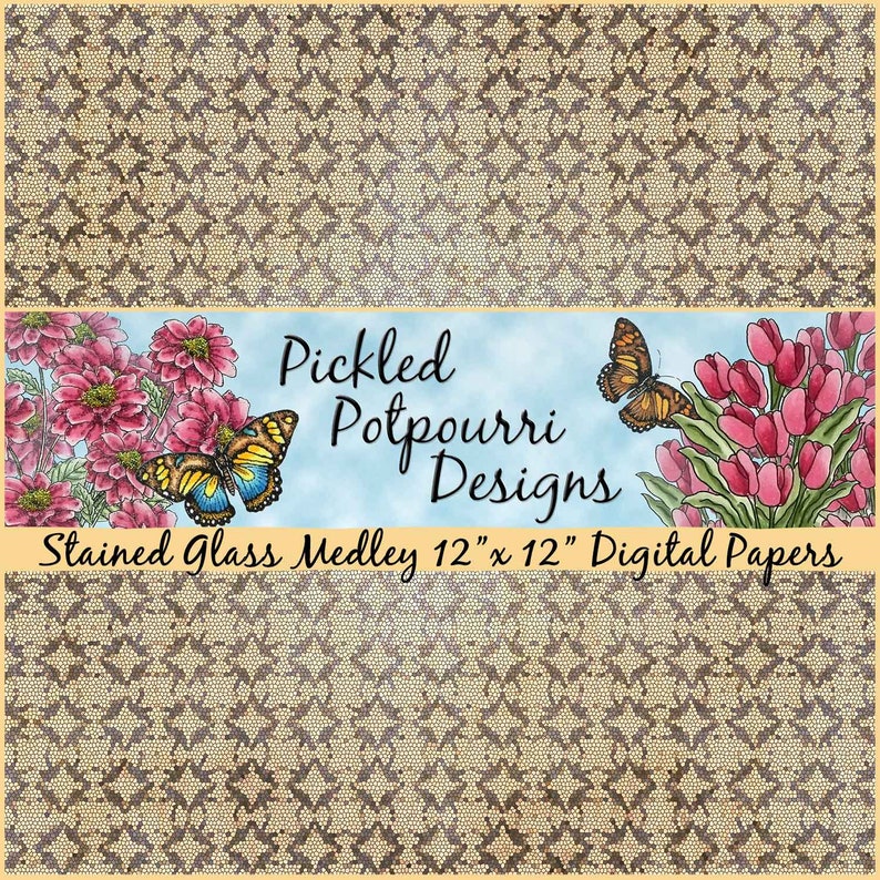 Stained Glass Medley Digital Papers Download image 5