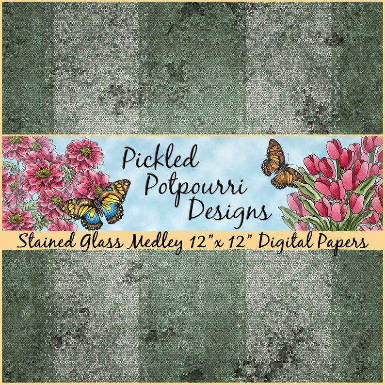 Stained Glass Medley Digital Papers Download image 4