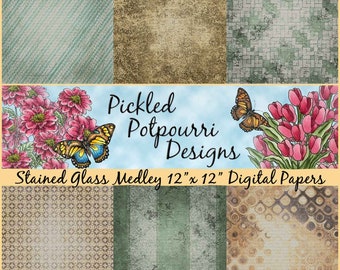 Stained Glass Medley Digital Papers Download