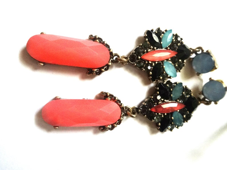 Candy Color Long Earrings Retro Orange Earrings Statement Etsy