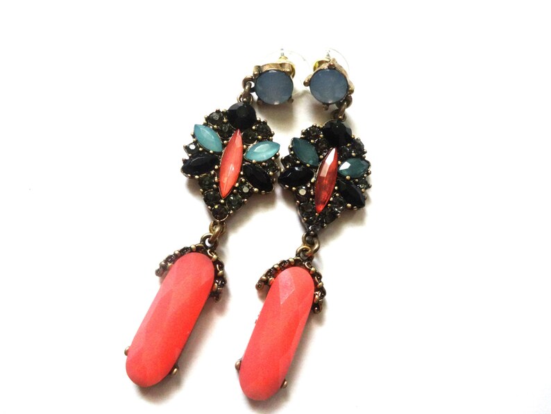 Candy Color Long Earrings Retro Orange Earrings Statement Etsy