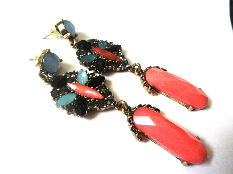 Candy Color Long Earrings Retro Orange Earrings Statement Etsy