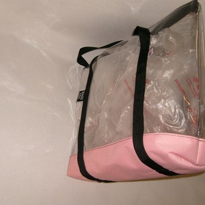 Clear Beach Tote, Transparent Tote, Pink Tote or beach tote, Airport Security tote, Made In USA. image 3