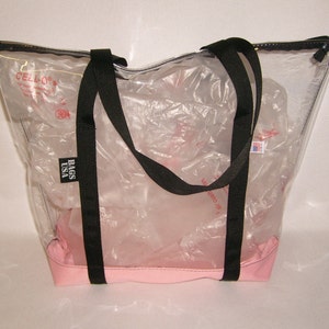 Clear Beach Tote, Transparent Tote, Pink Tote or beach tote, Airport Security tote, Made In USA. image 5
