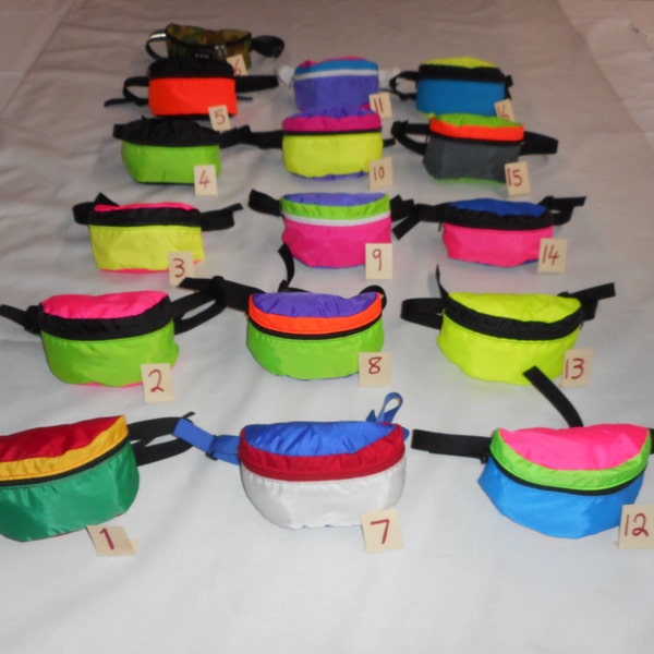 Fanny packs assorted colors, Nylon Waist bags Durable And Made In USA. Cost is for 1 bag only.
