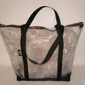 Clear Beach Tote, Transparent Tote, Pink Tote or beach tote, Airport Security tote, Made In USA. image 1