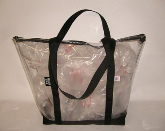 Clear Beach Tote, Transparent Tote, Pink Tote or beach tote, Airport Security tote, Made In USA.