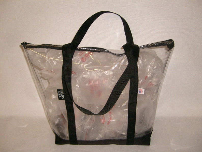 Clear Beach Tote, Transparent Tote, Pink Tote or beach tote, Airport Security tote, Made In USA. image 1