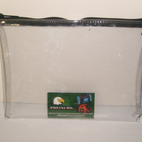 clear vinyl travel cosmetic , clear vinyl deposit money bag made in U.S.A.