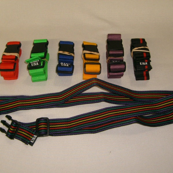 Luggage straps,security strap for luggage, assorted colors Made in USA.