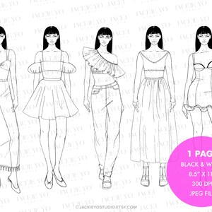 Fashion Illustration Coloring Pages for Teens, Adults, Kids, Spring ...