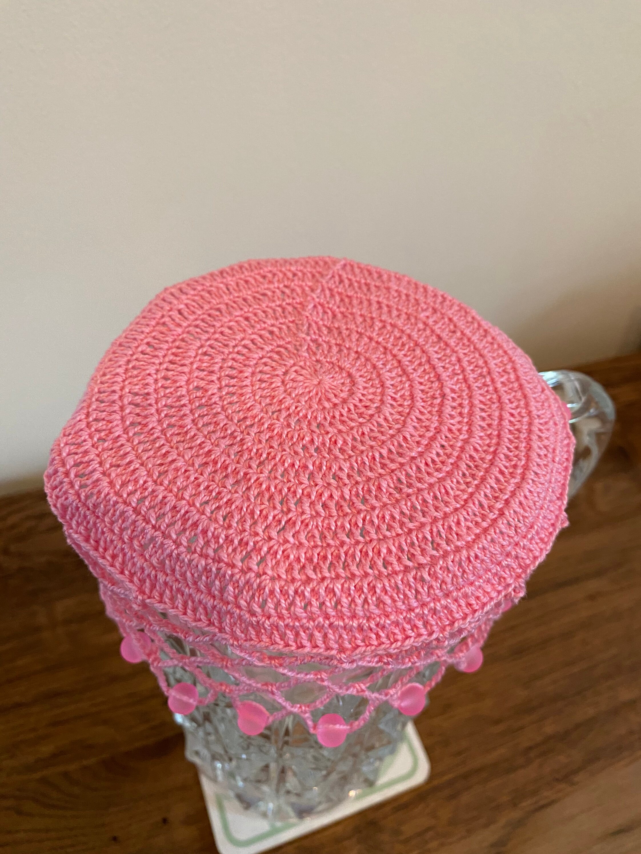Vintage Inspired Crochet Beaded Jug Cover Colour Pale Rose Etsy UK