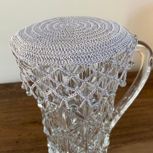 Vintage inspired beaded jug cover Silver Grey Colour