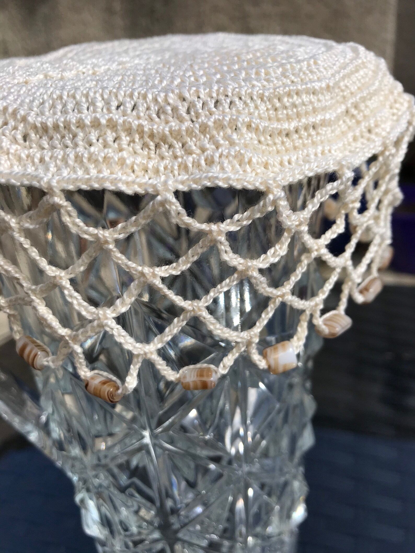 Vintage Inspired Crochet Beaded Jug Cover Colour Natural Etsy