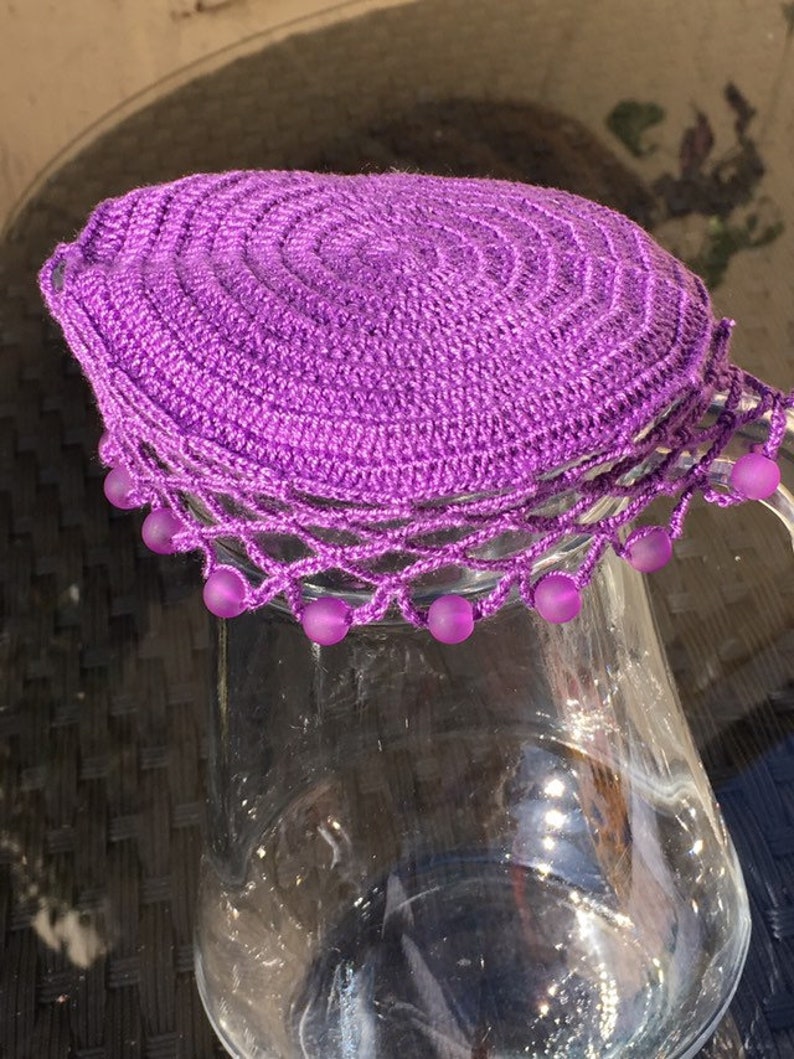Vintage Inspired Beaded Jug Cover Colour Violet Etsy