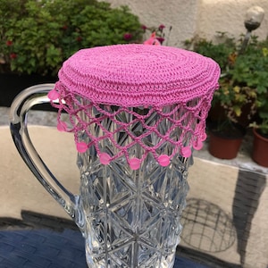Vintage inspired beaded jug cover Orchid Pink