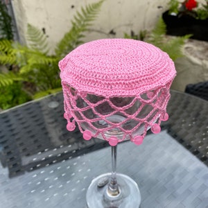 Vintage inspired beaded wine carafe/jug cover/wine glass cover Soft Rose Pink