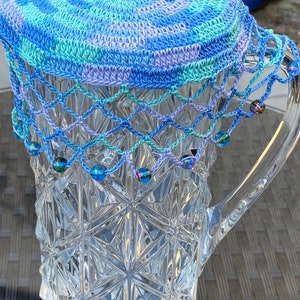 Shades of Monet Vintage inspired crochet beaded jug cover