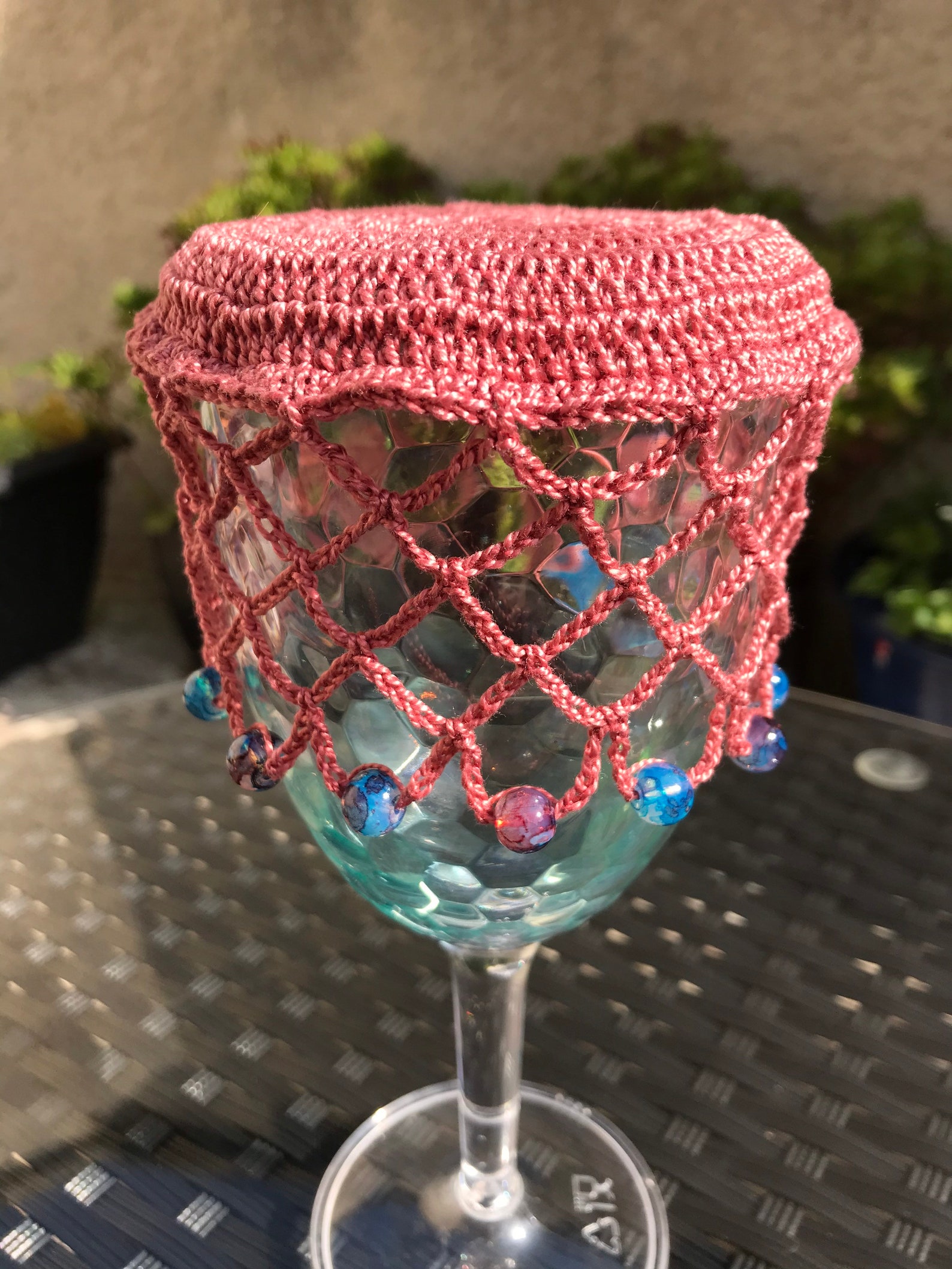 Vintage inspired beaded wine carafe/jug cover/wine glass cover Etsy