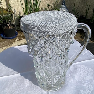 Jug Cover, Vintage inspired,  beaded  Silver Grey Colour, New bead colour