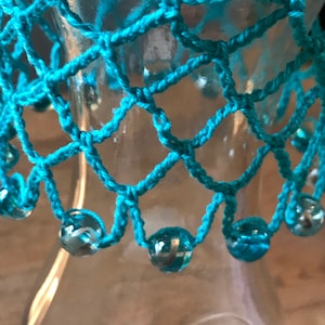 Vintage inspired beaded jug cover/wine carafe cover, colour Jade Green