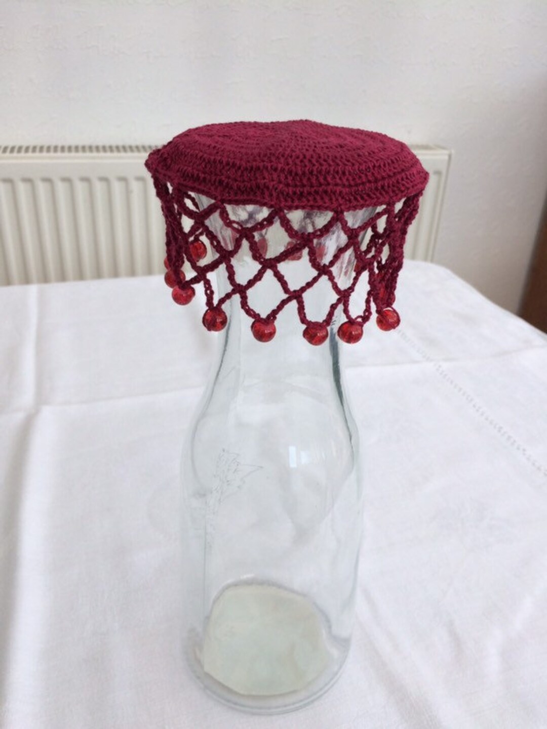 Vintage Inspired Beaded Wine Carafe/jug Cover Colour Claret Etsy