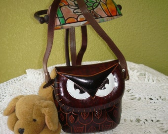 Dark-Brown Owl Face Cover Real Leather Cross Body Mini Shoulder Bag Dark-Brown Owl Face Cover Real Leather Cross Body Mini Shoulder Bag