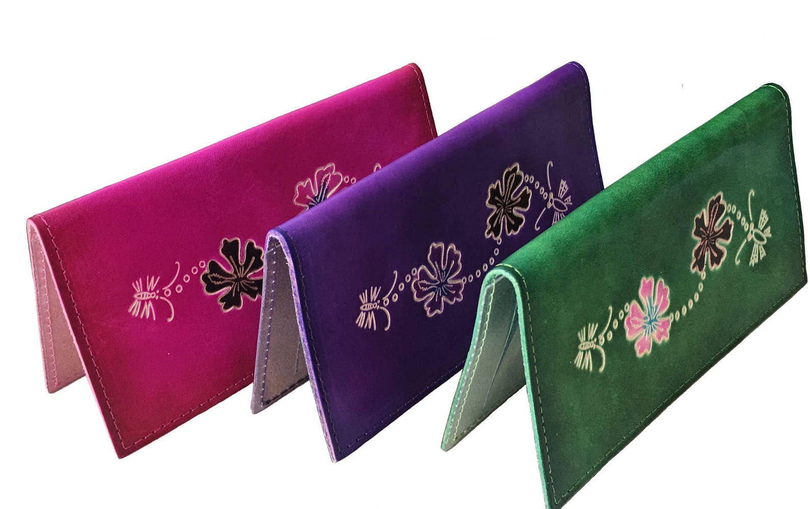 Genuine Leather Checkbook Cover Hawaii Flowers and Bee Etsy