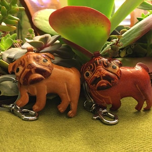 Genuine Leather key-chain/bag-charm, A French Bulldog shaped, well made and more color