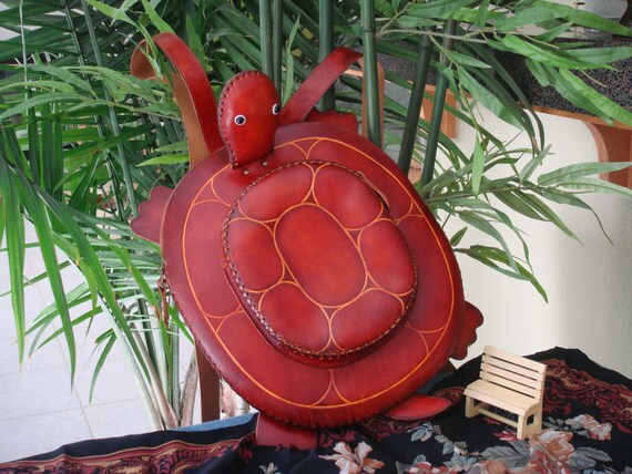 leather turtle backpack