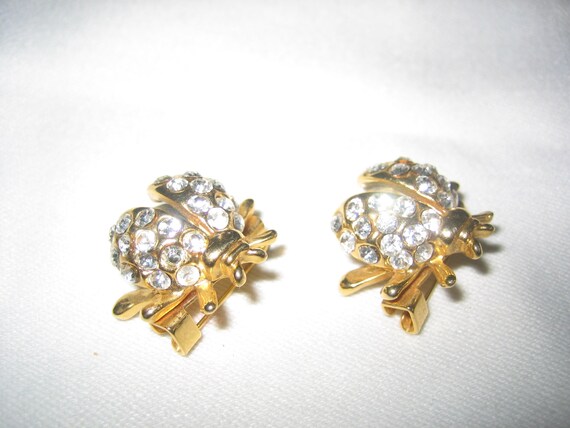 Vintage 2 Rhinestone Flying Bug Pins Brooch set - image 2