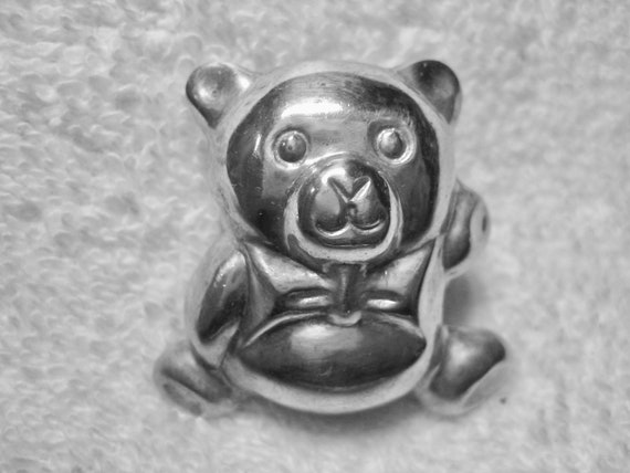 Vintage 3D Sterling Teddy Bear Brooch Pin - image 1