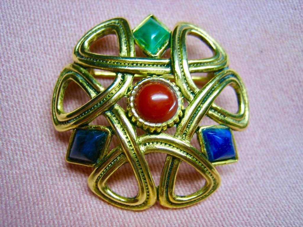 Vintage Soloor Celtic Brooch W Stones Etsy UK