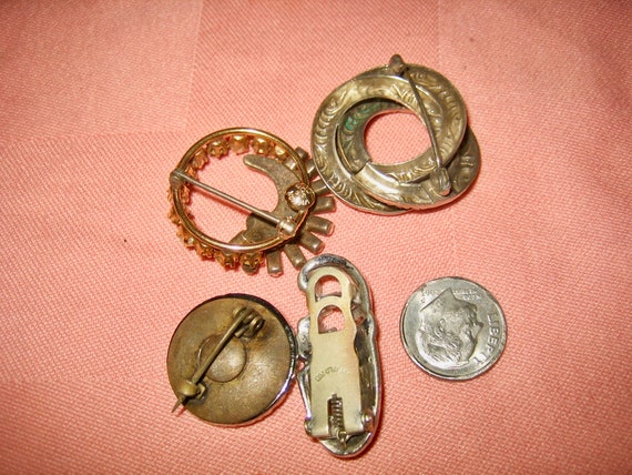 Antique 100 Year old Lot of 4 Brooches 2 are sign… - image 5