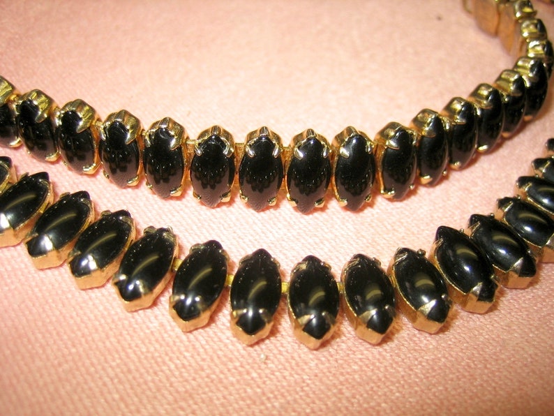 Vintage Coro Prong Set Black Glass Rhinestone Necklace /& Bracelet