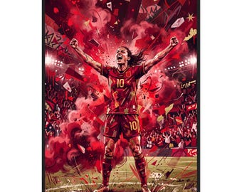 Soccer Player Celebration Poster, Matte Paper Framed Art