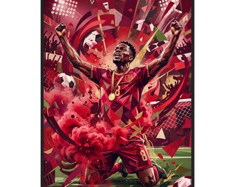 Framed Soccer Player Art Print: Matte Paper, Pine Wood Frame