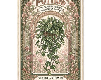 Pothos Plant Art Nouveau Framed Print