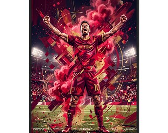 Champion's Moment Soccer Poster: Matte Paper, Wooden Framed Art